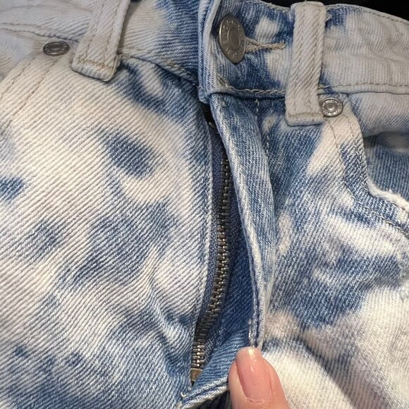 Organic Blue-Tie Dye-Distressed Jean/Denim Shorts-100% Cotton-Size 5/27-Bl/White - Picture 4 of 11